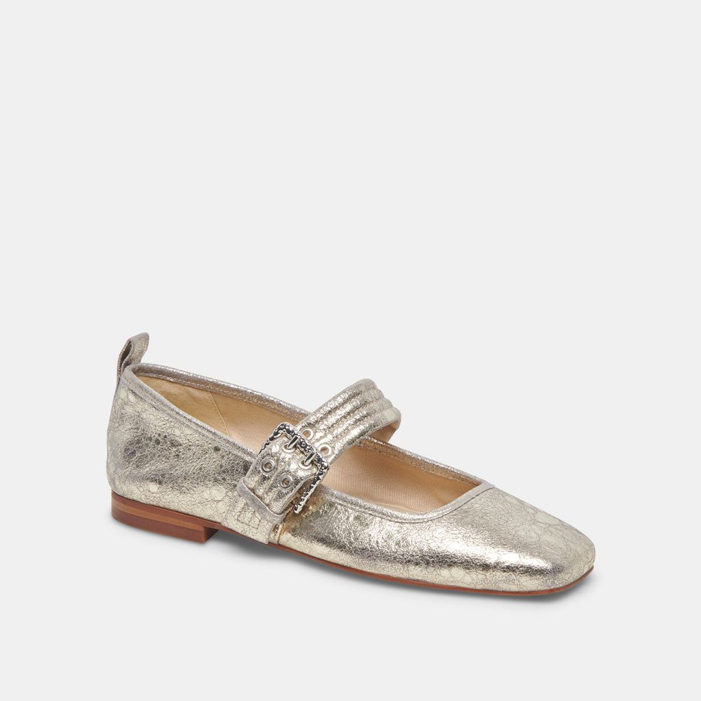 Dolce Vita Arora Leather Women Ballet Flats Platinum | US-746591NCW