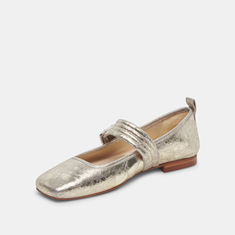 Dolce Vita Arora Leather Women Ballet Flats Platinum | US-746591NCW