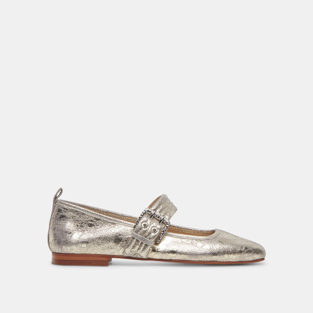 Dolce Vita Arora Leather Women Ballet Flats Platinum | US-746591NCW