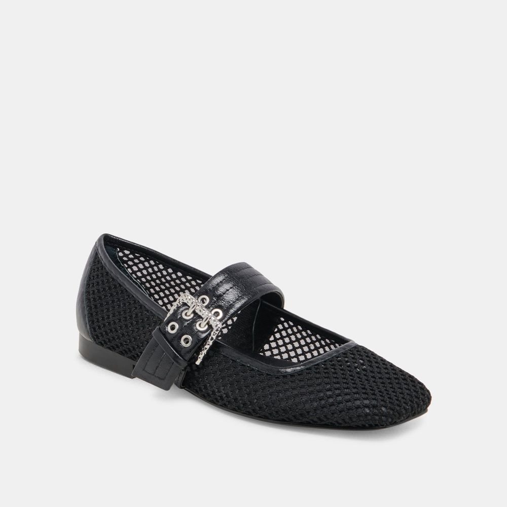 Dolce Vita Arora Woven Mesh Women Ballet Flats Black | US-692814UCH