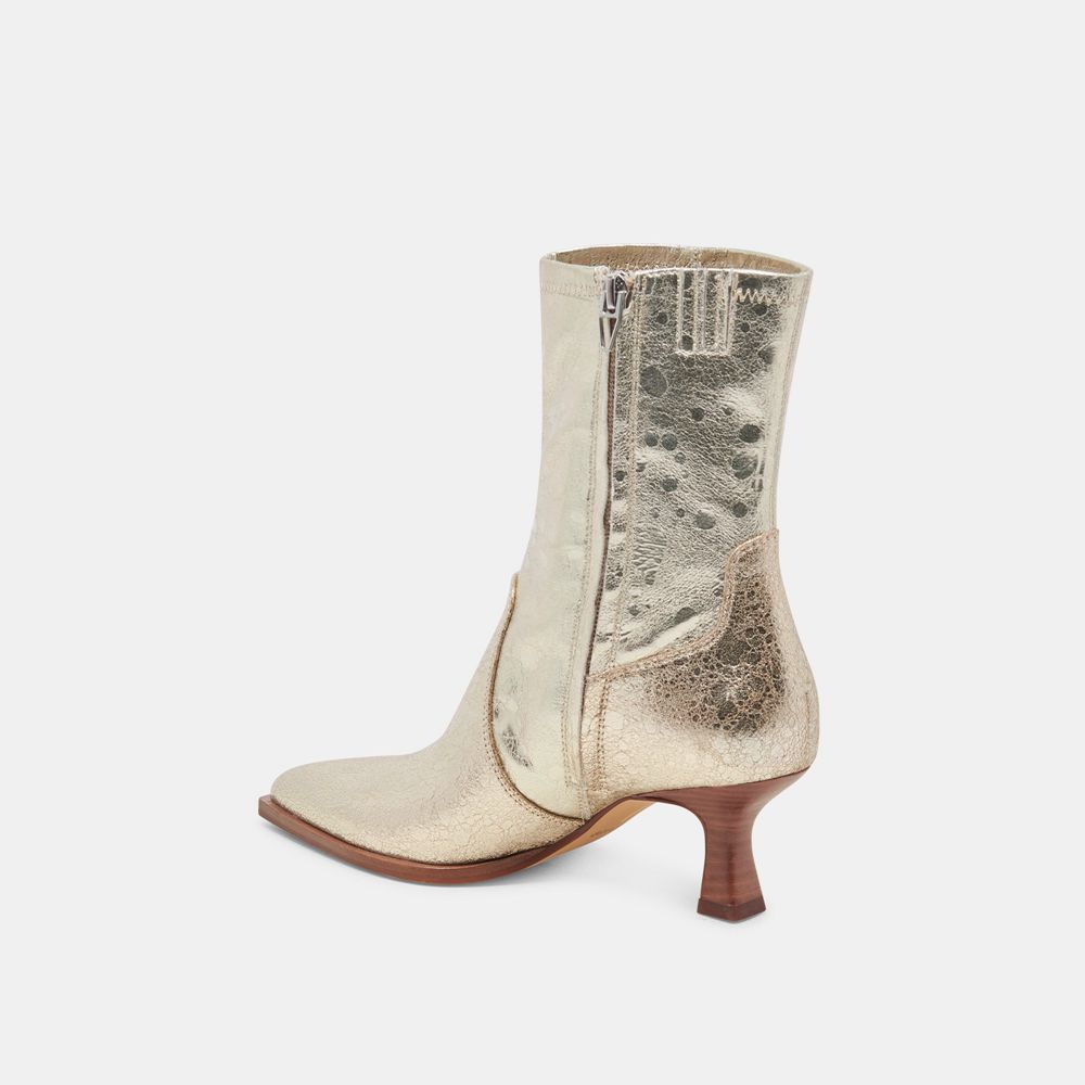 Dolce Vita Arya Leather Women Western Boots Light Gold | US-438710ZFK