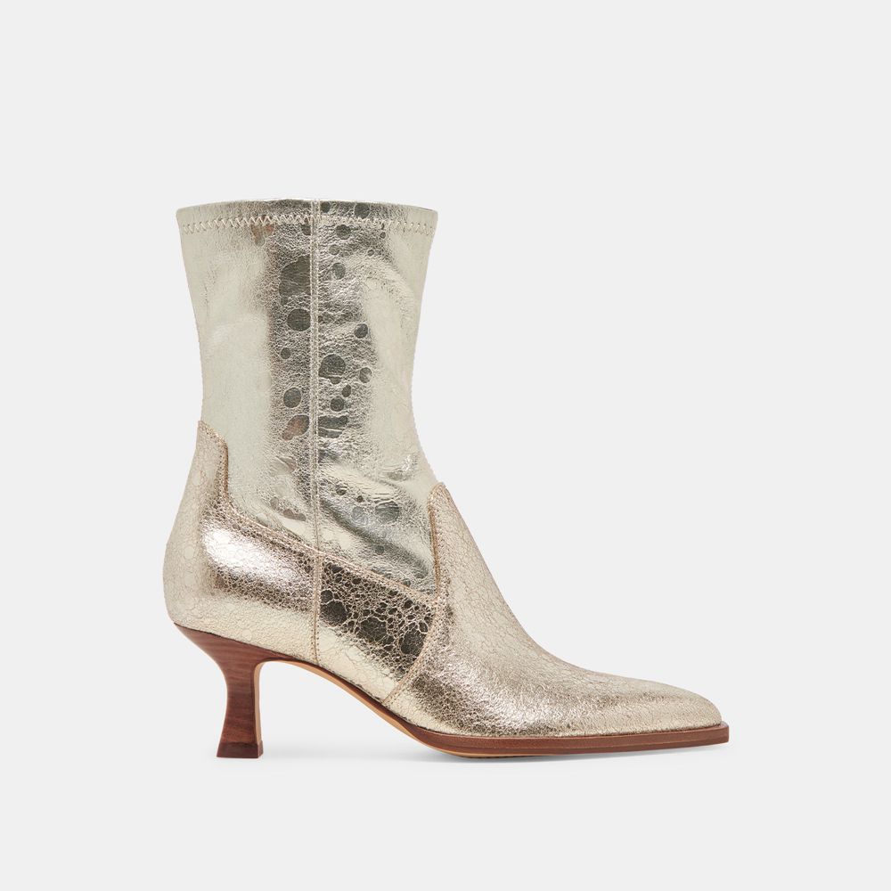 Dolce Vita Arya Leather Women Western Boots Light Gold | US-438710ZFK