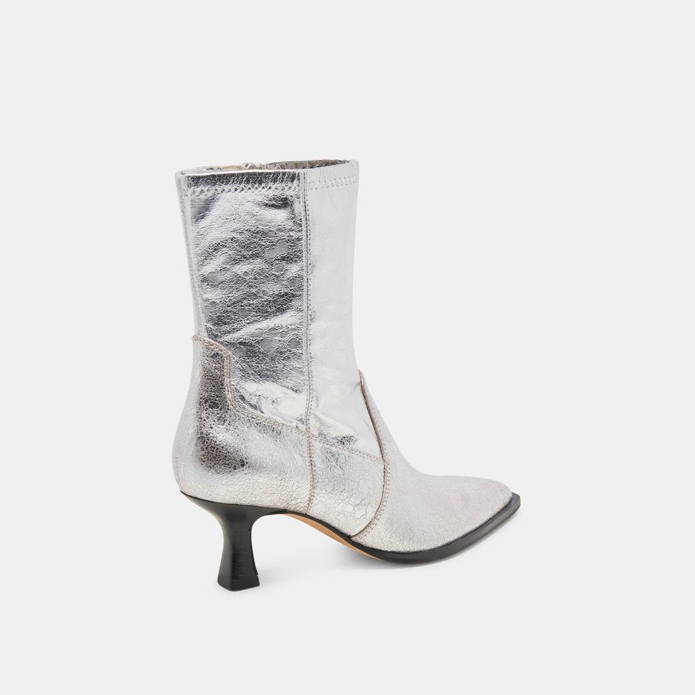 Dolce Vita Arya Leather Women Western Boots Silver | US-804791OEZ