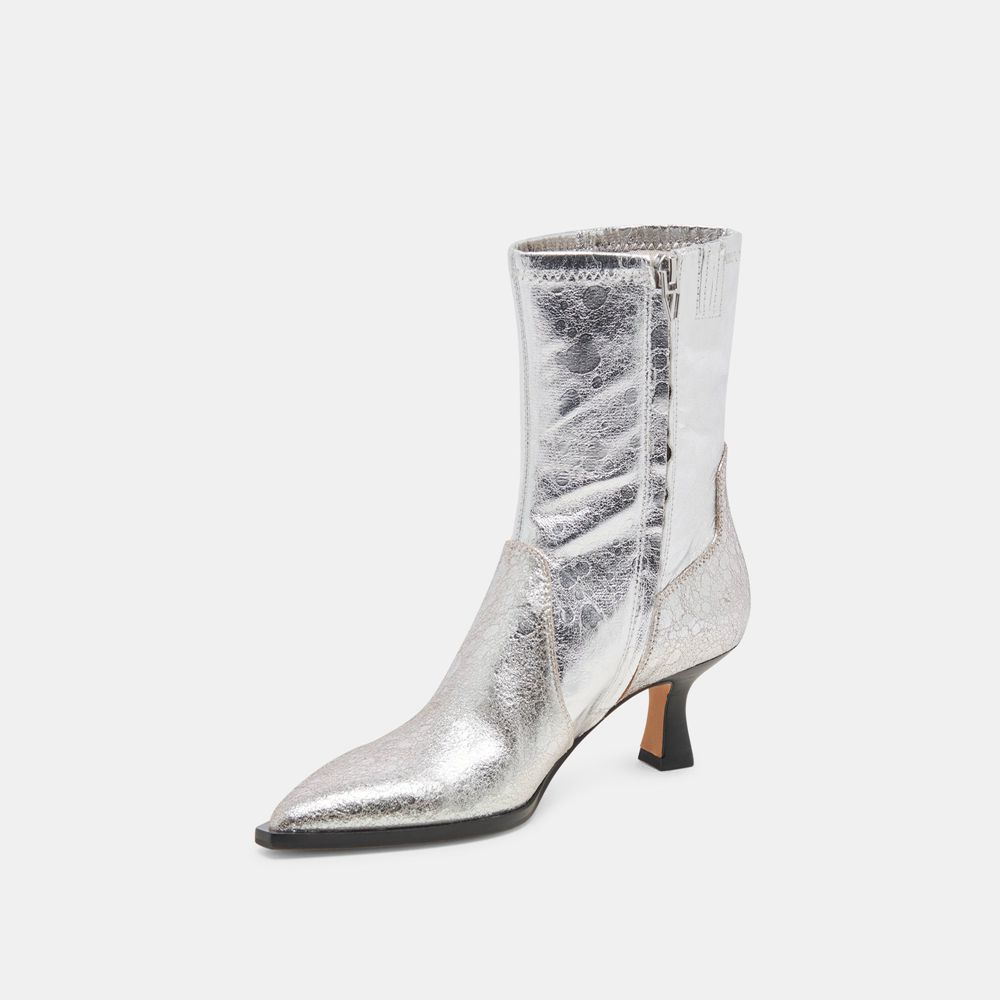 Dolce Vita Arya Leather Women Western Boots Silver | US-804791OEZ