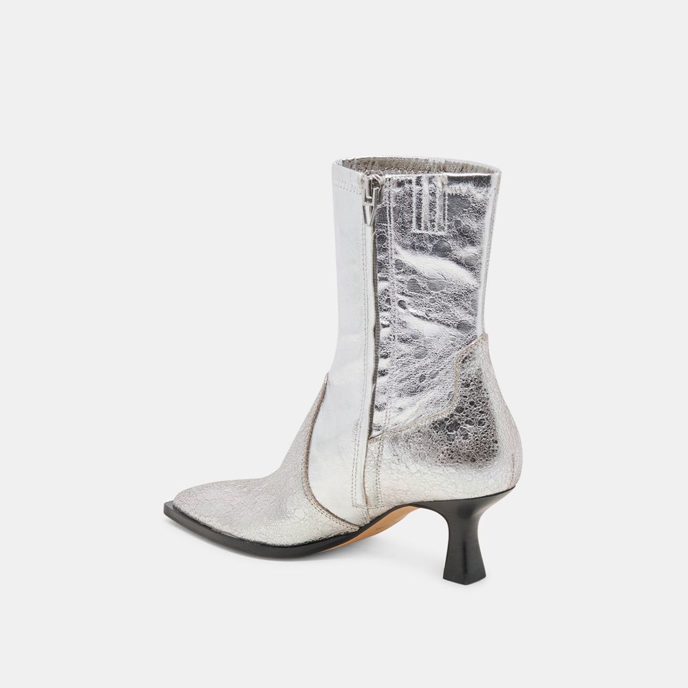 Dolce Vita Arya Leather Women Western Boots Silver | US-804791OEZ