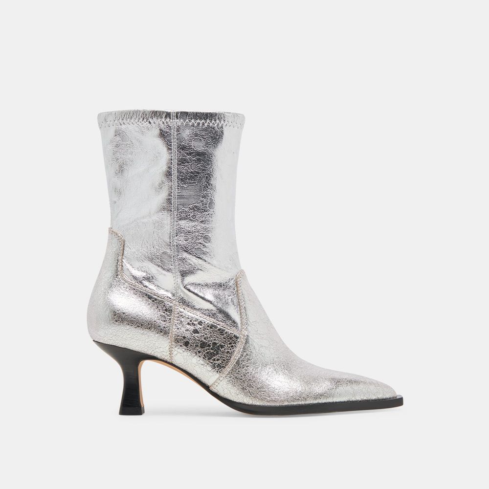 Dolce Vita Arya Leather Women Western Boots Silver | US-804791OEZ