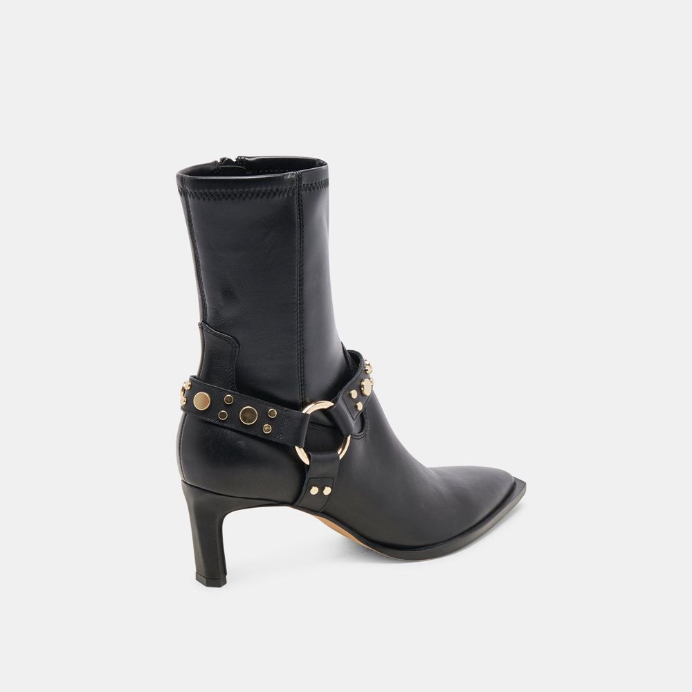 Dolce Vita Arya Stud Leather Women Boots Black | US-504783TJH