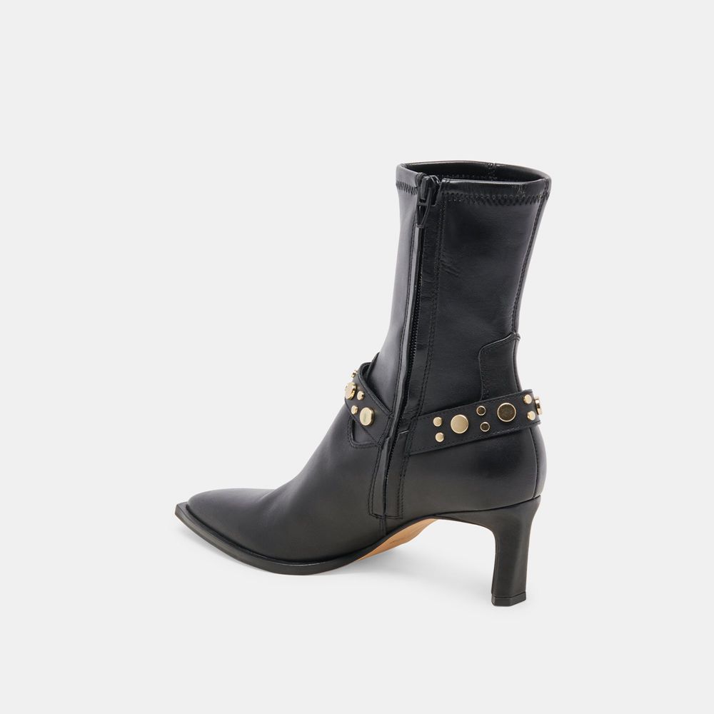 Dolce Vita Arya Stud Leather Women Boots Black | US-504783TJH