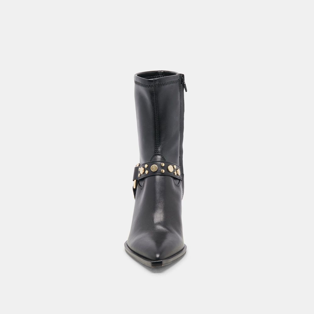 Dolce Vita Arya Stud Leather Women Boots Black | US-504783TJH