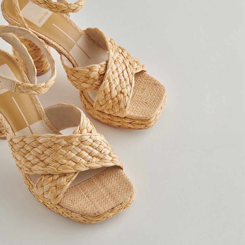 Dolce Vita Asala Raffia Women Heels Light Brown | US-674239KZR