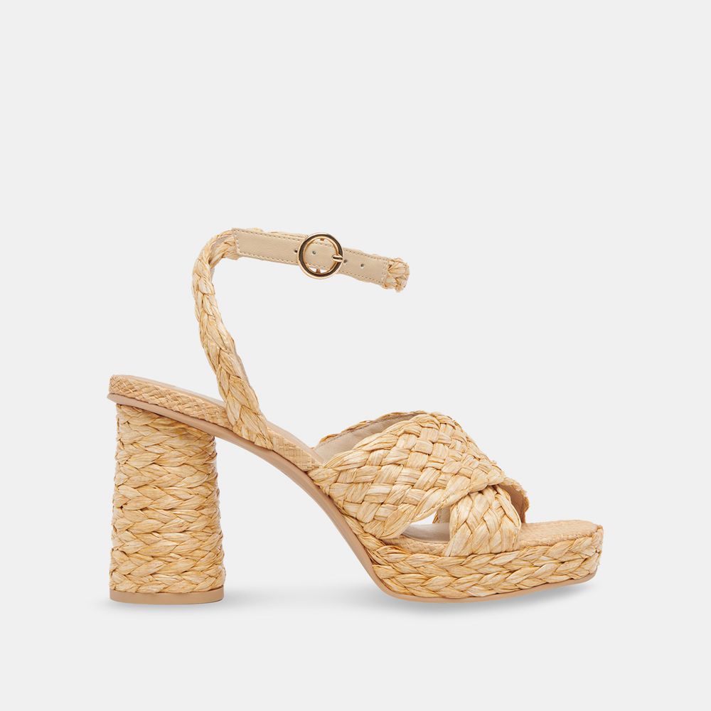 Dolce Vita Asala Raffia Women Heels Light Brown | US-674239KZR