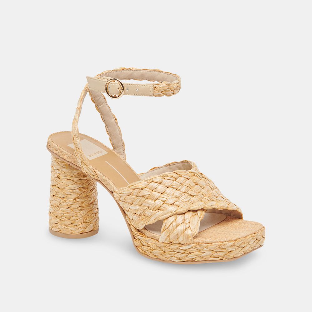 Dolce Vita Asala Raffia Women Heels Light Brown | US-674239KZR