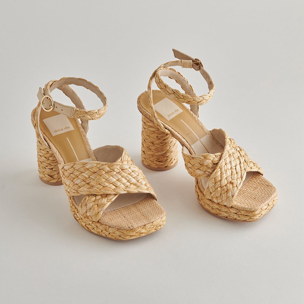 Dolce Vita Asala Raffia Women Heels Light Brown | US-674239KZR