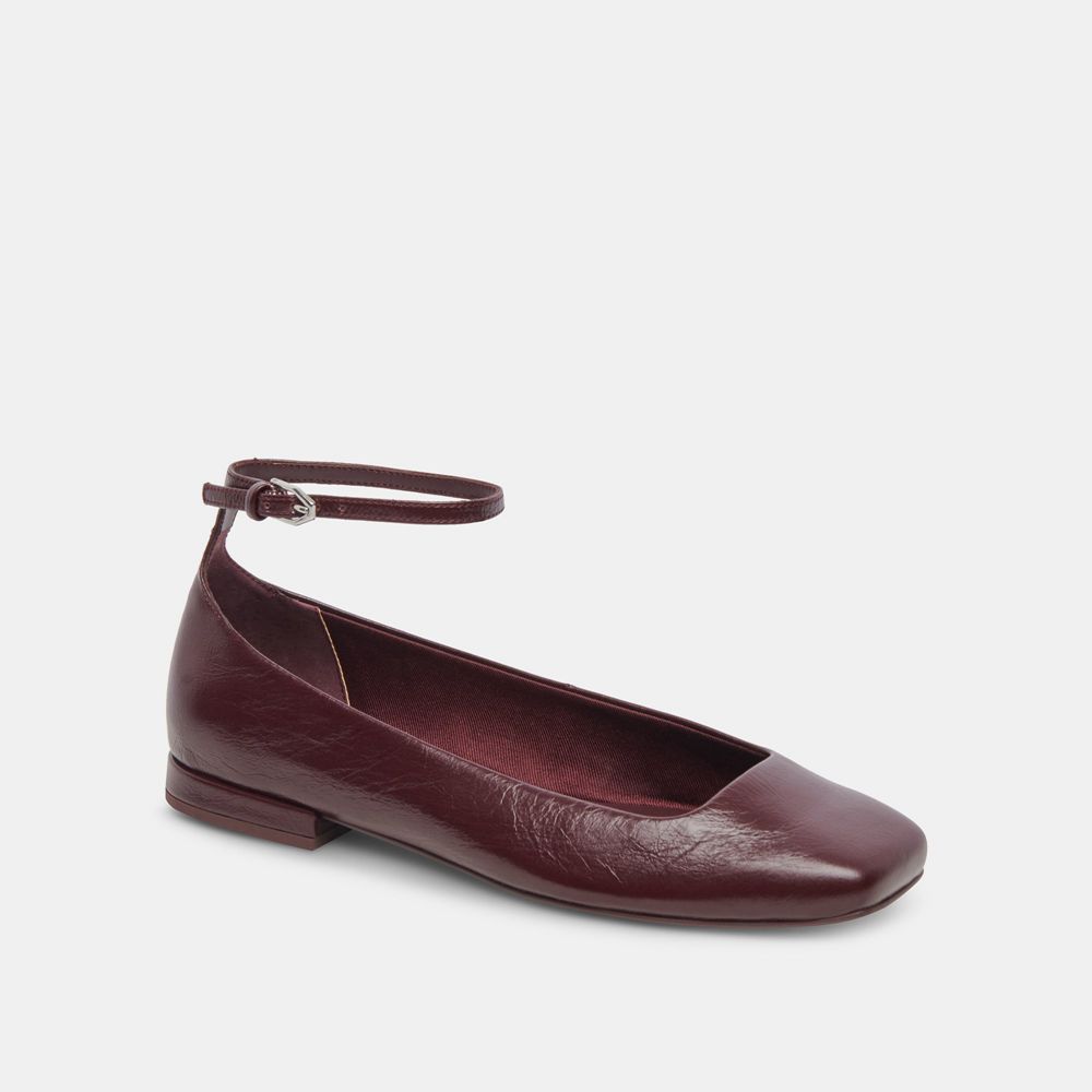 Dolce Vita Ashya Crinkle Patent Women Ballet Flats Burgundy | US-256098PDE