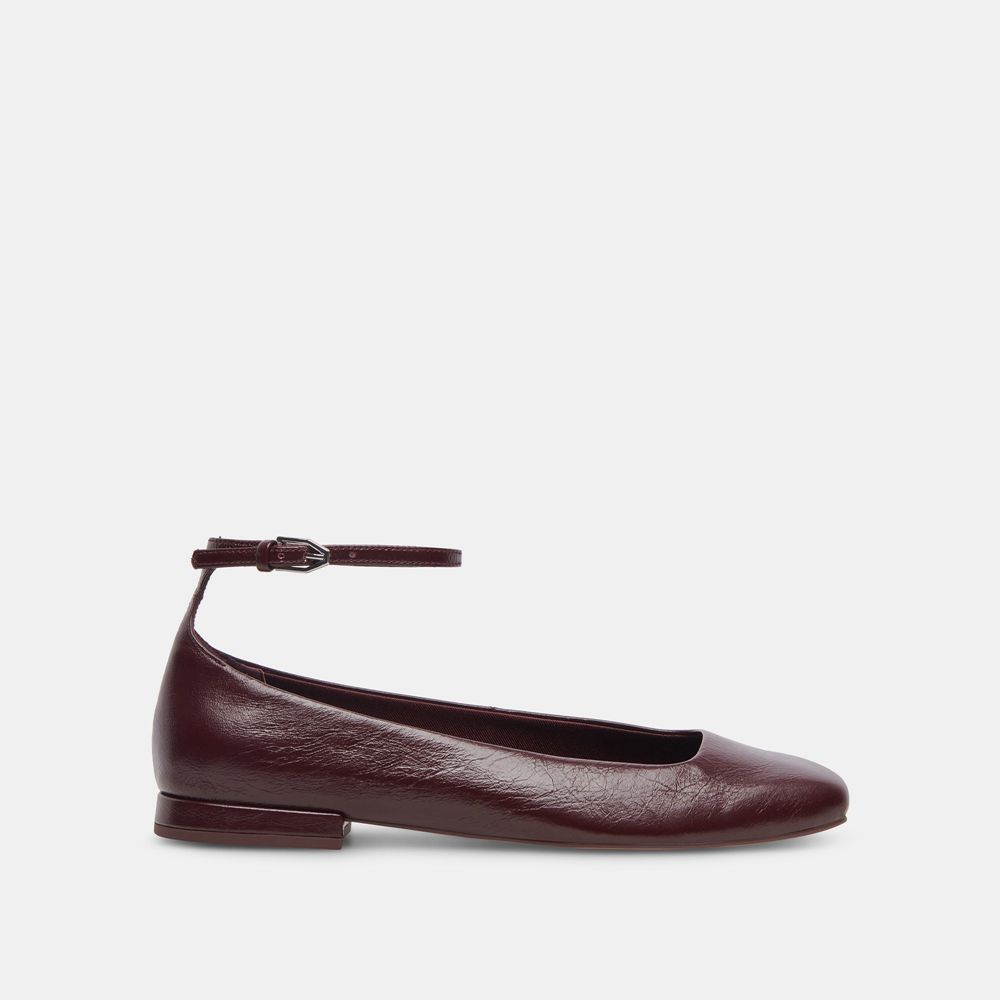 Dolce Vita Ashya Crinkle Patent Women Ballet Flats Burgundy | US-256098PDE