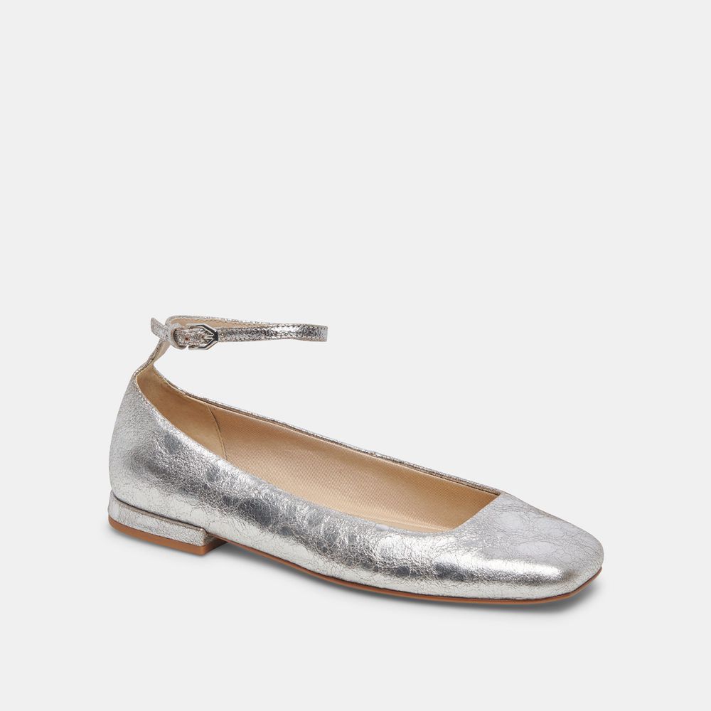 Dolce Vita Ashya Leather Women Ballet Flats Silver | US-238976PZL