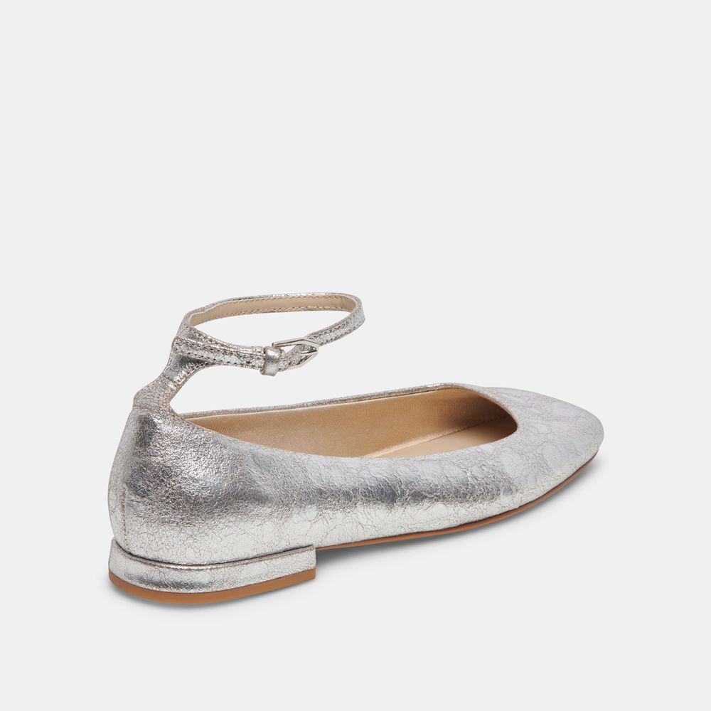 Dolce Vita Ashya Leather Women Ballet Flats Silver | US-238976PZL