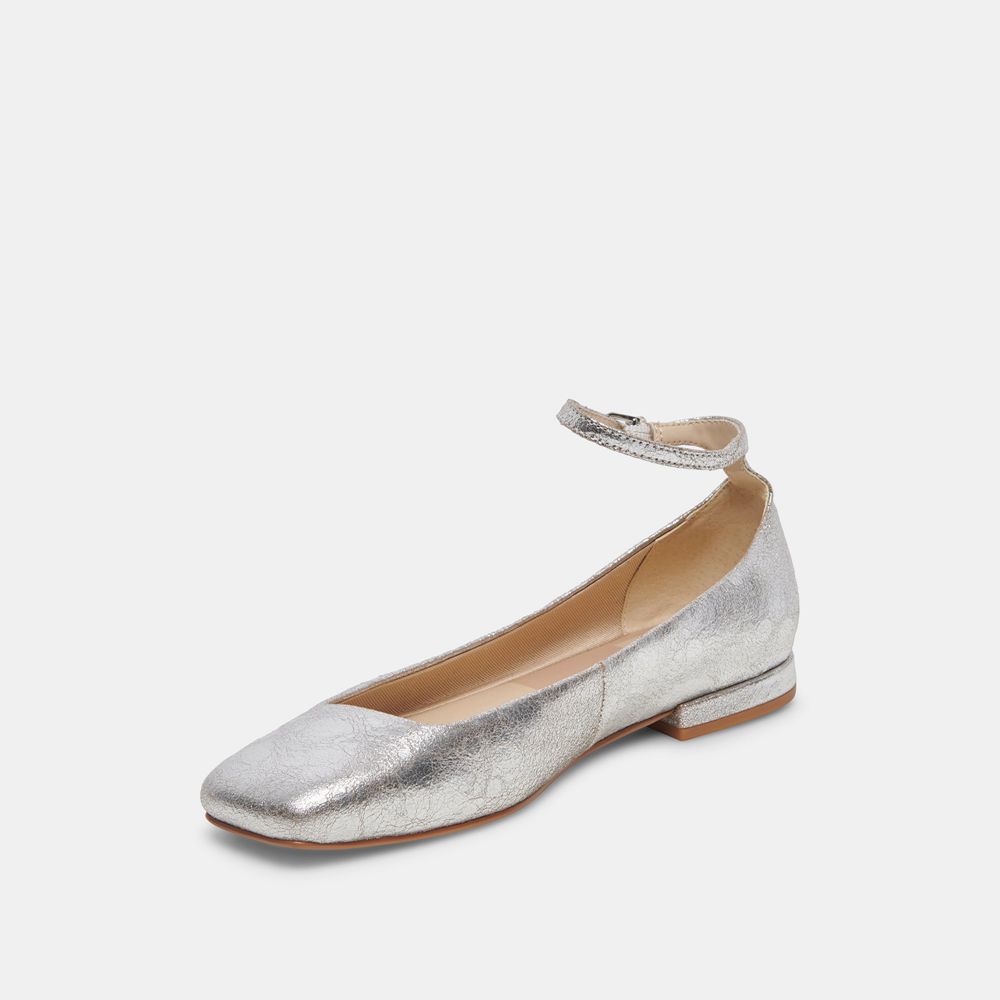 Dolce Vita Ashya Leather Women Ballet Flats Silver | US-238976PZL