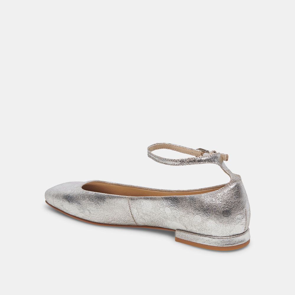 Dolce Vita Ashya Leather Women Ballet Flats Silver | US-238976PZL