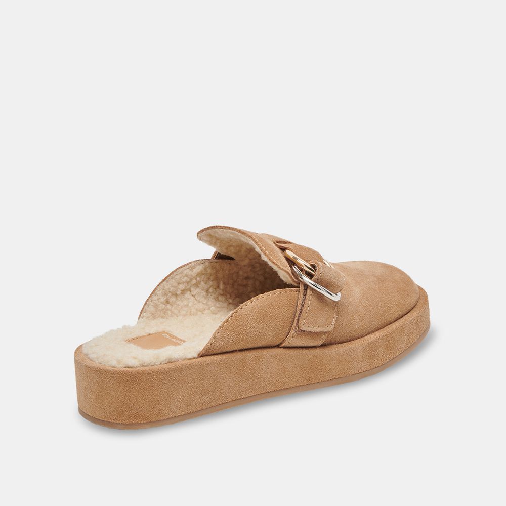 Dolce Vita Astor Plush Suede Women Flats Brown | US-537482IJA