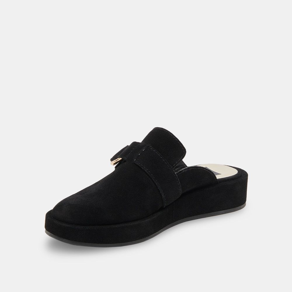 Dolce Vita Astor Suede Women Flats Black | US-620457BIS