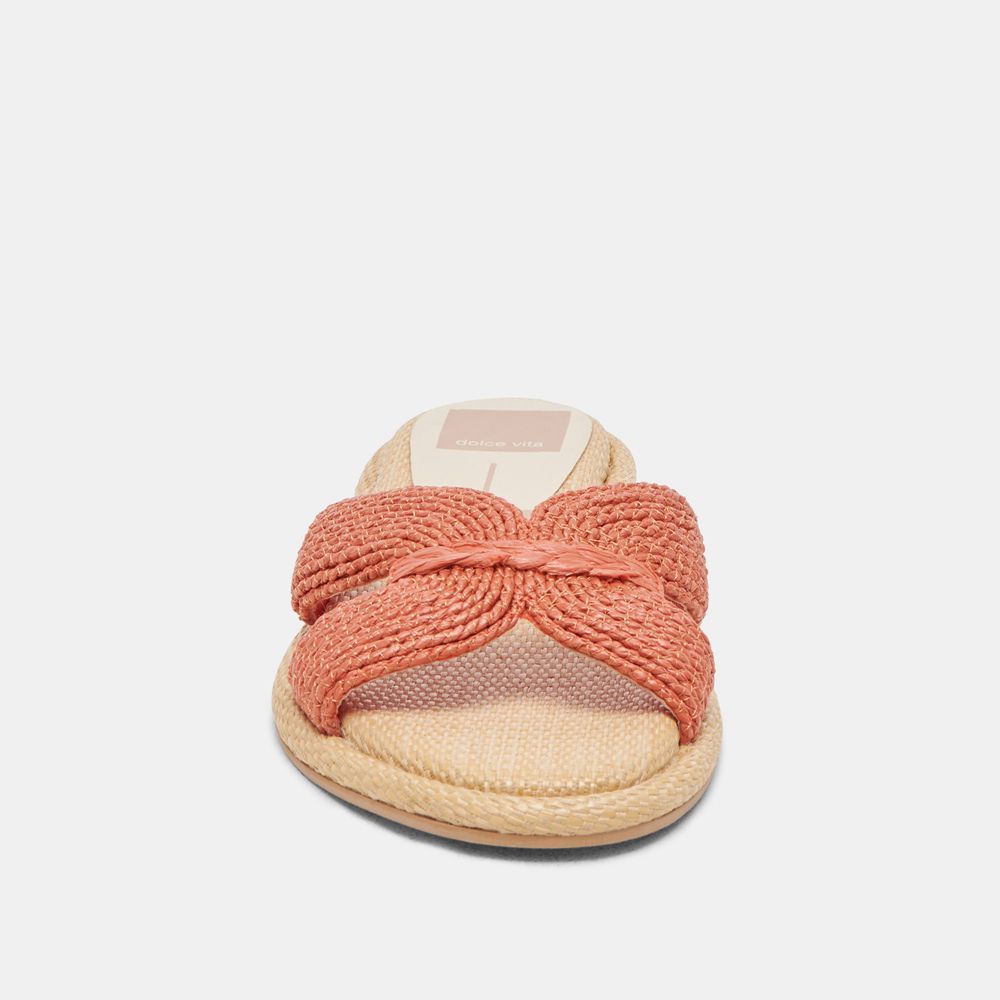 Dolce Vita Atomic Raffia Women Sandals Coral | US-807146BGI