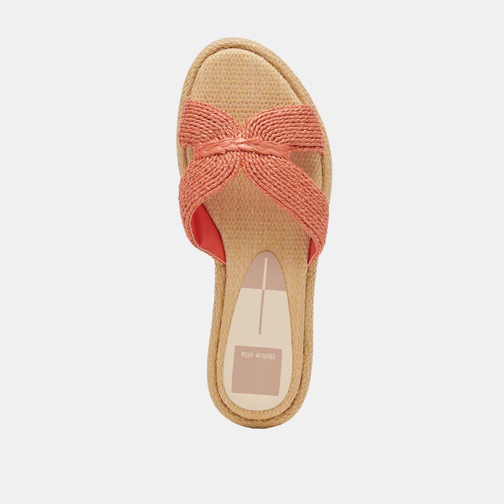 Dolce Vita Atomic Raffia Women Sandals Coral | US-807146BGI