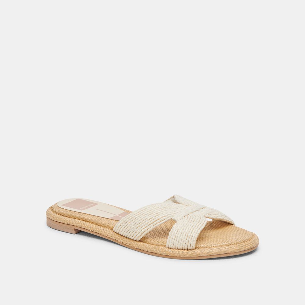 Dolce Vita Atomic Raffia Women Sandals White | US-245619CJF