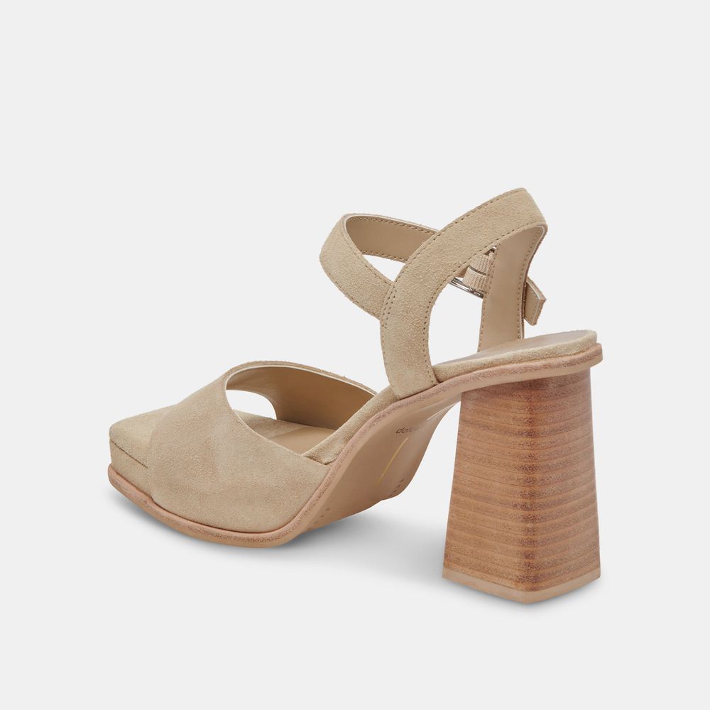 Dolce Vita Aubrey Suede Women Heels Khaki | US-923547DZK