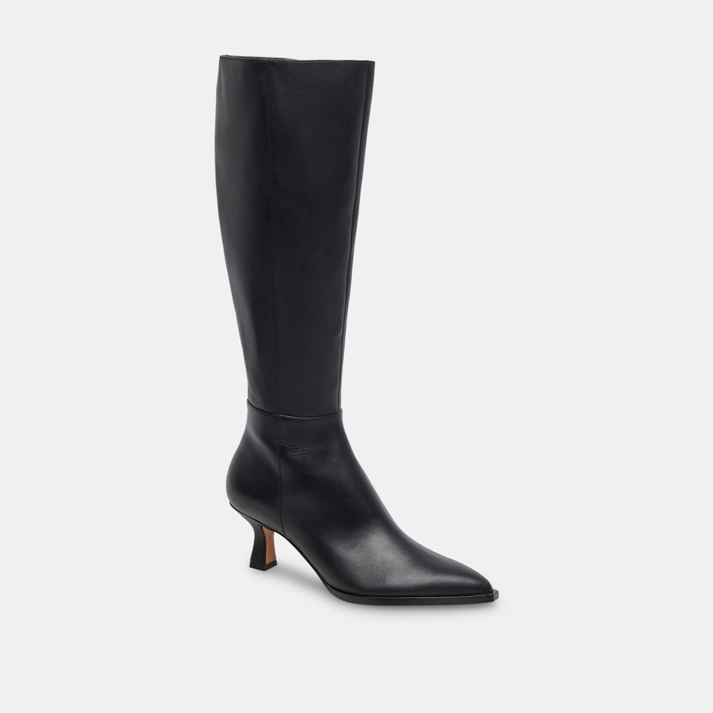 Dolce Vita Auggie Leather Women Boots Black | US-456910TEN