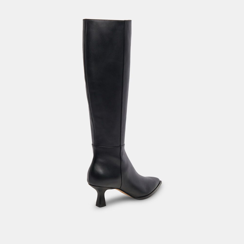 Dolce Vita Auggie Leather Women Boots Black | US-456910TEN