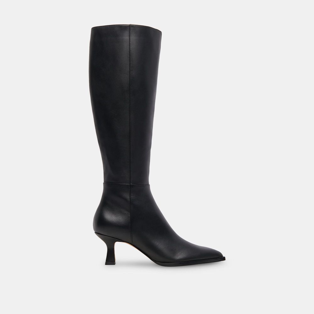 Dolce Vita Auggie Leather Women Boots Black | US-456910TEN