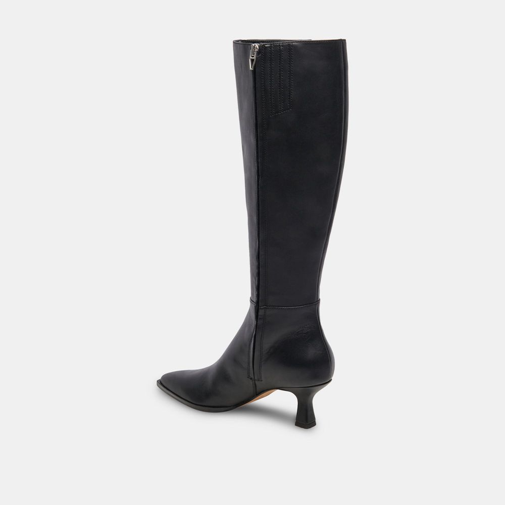 Dolce Vita Auggie Wide Calf Leather Women Boots Black | US-261034LGU