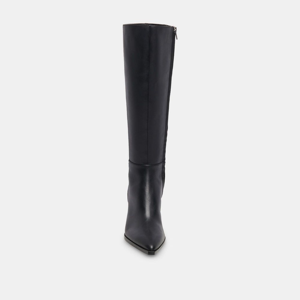 Dolce Vita Auggie Wide Calf Leather Women Boots Black | US-261034LGU