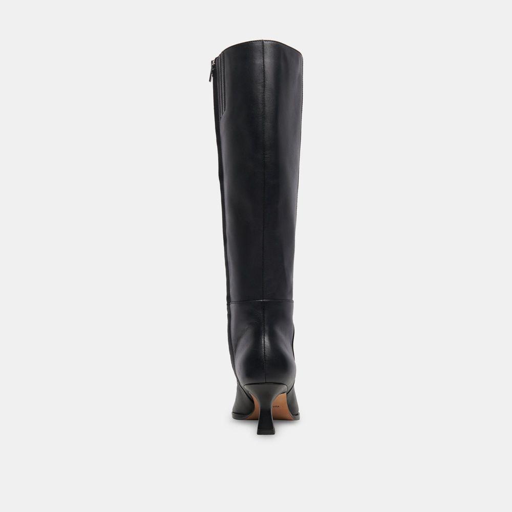 Dolce Vita Auggie Wide Calf Leather Women Boots Black | US-261034LGU