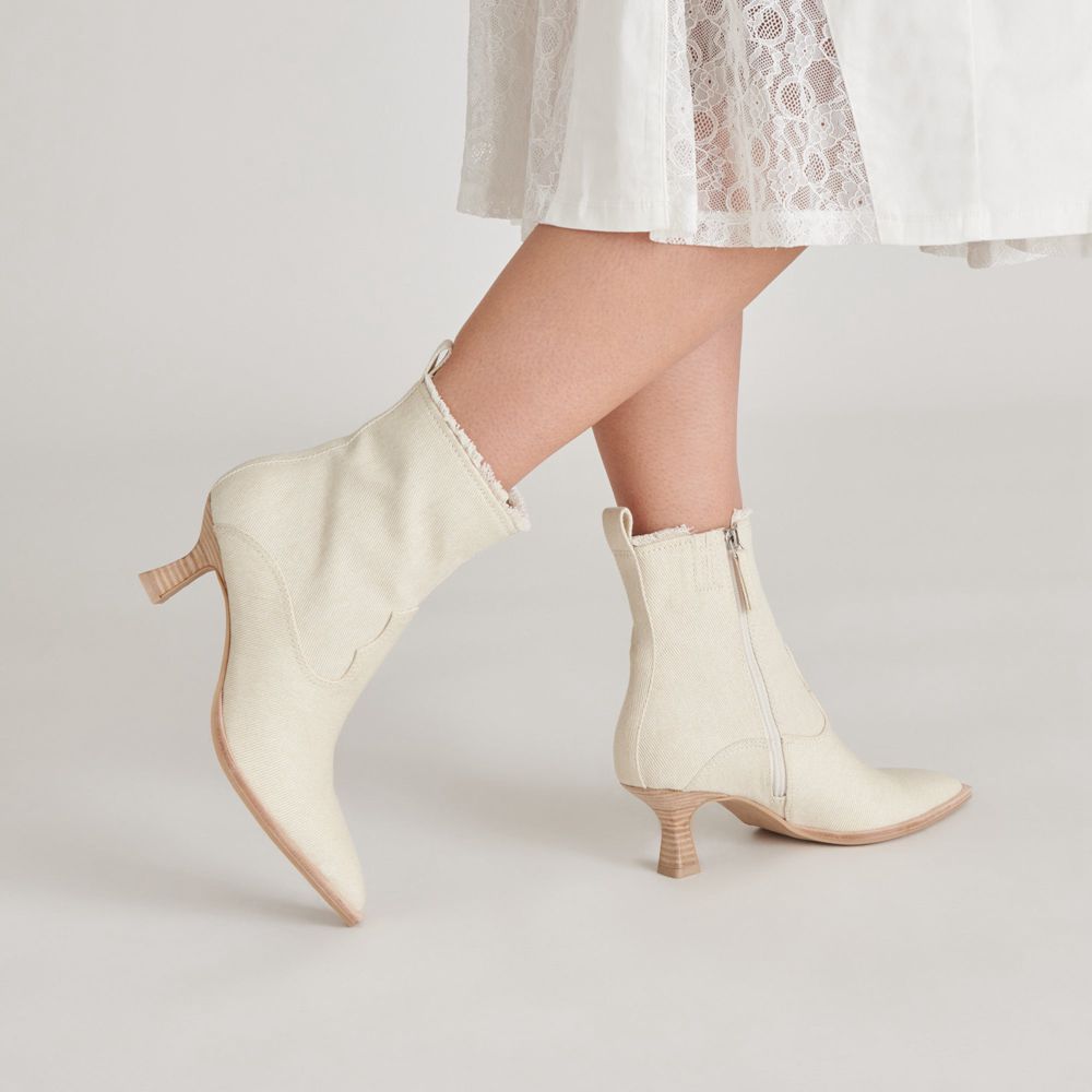 Dolce Vita Austin Denim Women Western Boots Cream | US-409176VDO