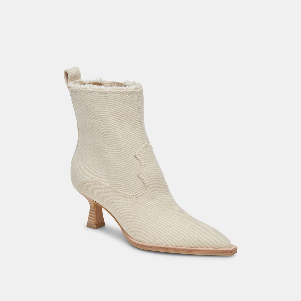 Dolce Vita Austin Denim Women Western Boots Cream | US-409176VDO