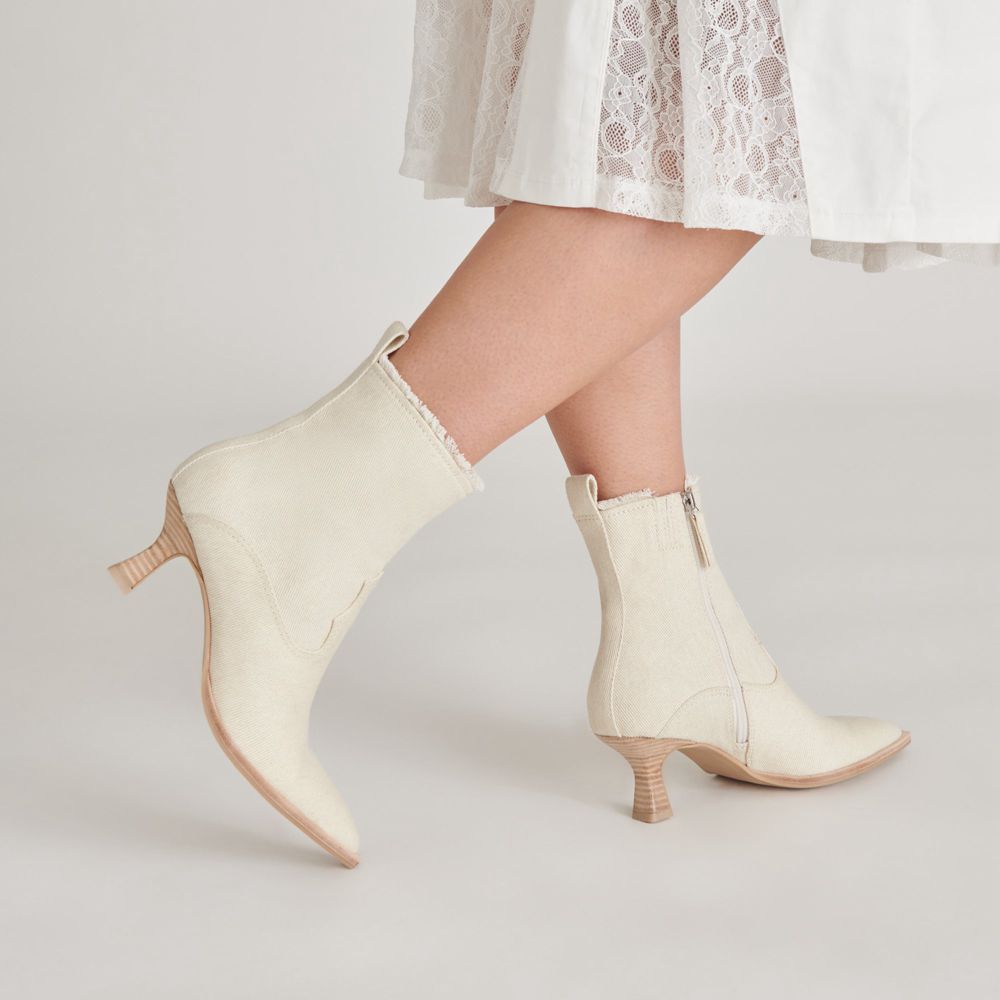 Dolce Vita Austin Denim Women Western Boots Cream | US-409176VDO