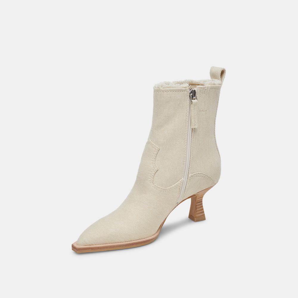 Dolce Vita Austin Denim Women Western Boots Cream | US-409176VDO