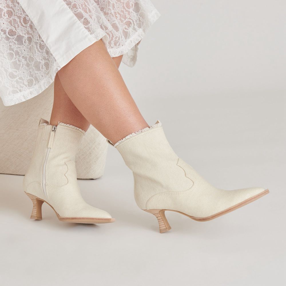 Dolce Vita Austin Denim Women Western Boots Cream | US-409176VDO