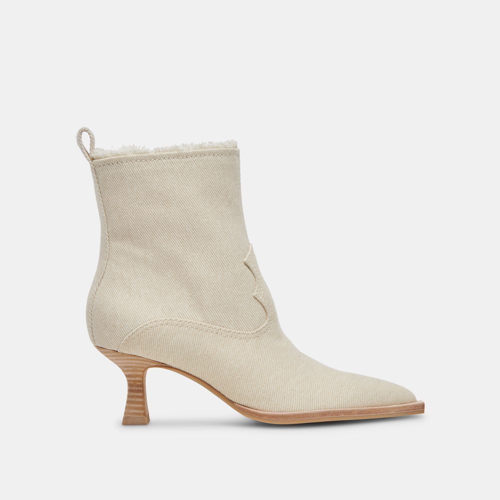 Dolce Vita Austin Denim Women Western Boots Cream | US-409176VDO