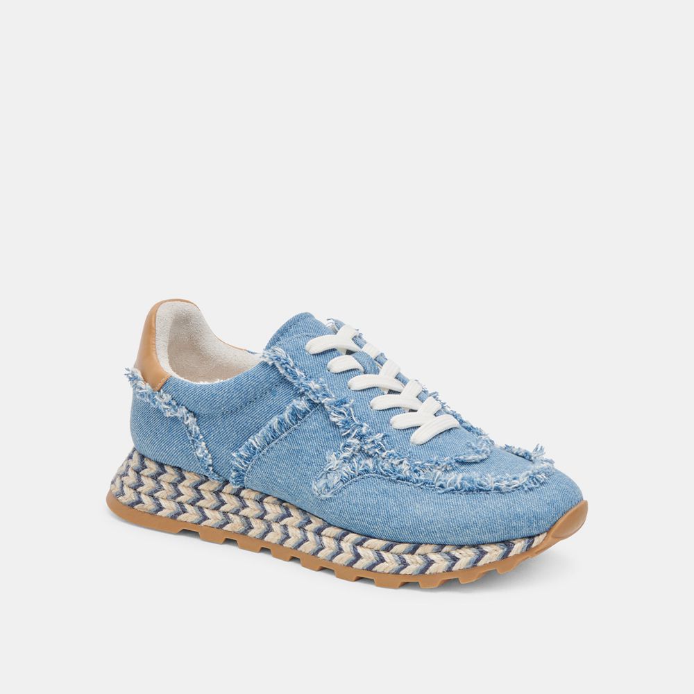 Dolce Vita Ayita Fray Denim Women Sneakers Blue | US-175903IZN