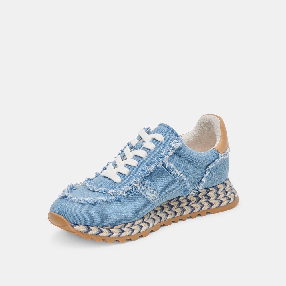 Dolce Vita Ayita Fray Denim Women Sneakers Blue | US-175903IZN