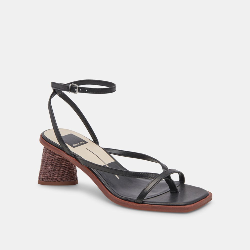 Dolce Vita Banita Leather Women Sandals Black | US-417258IAN