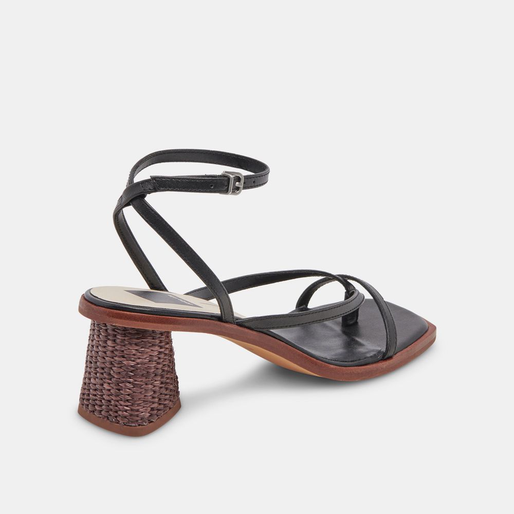 Dolce Vita Banita Leather Women Sandals Black | US-417258IAN