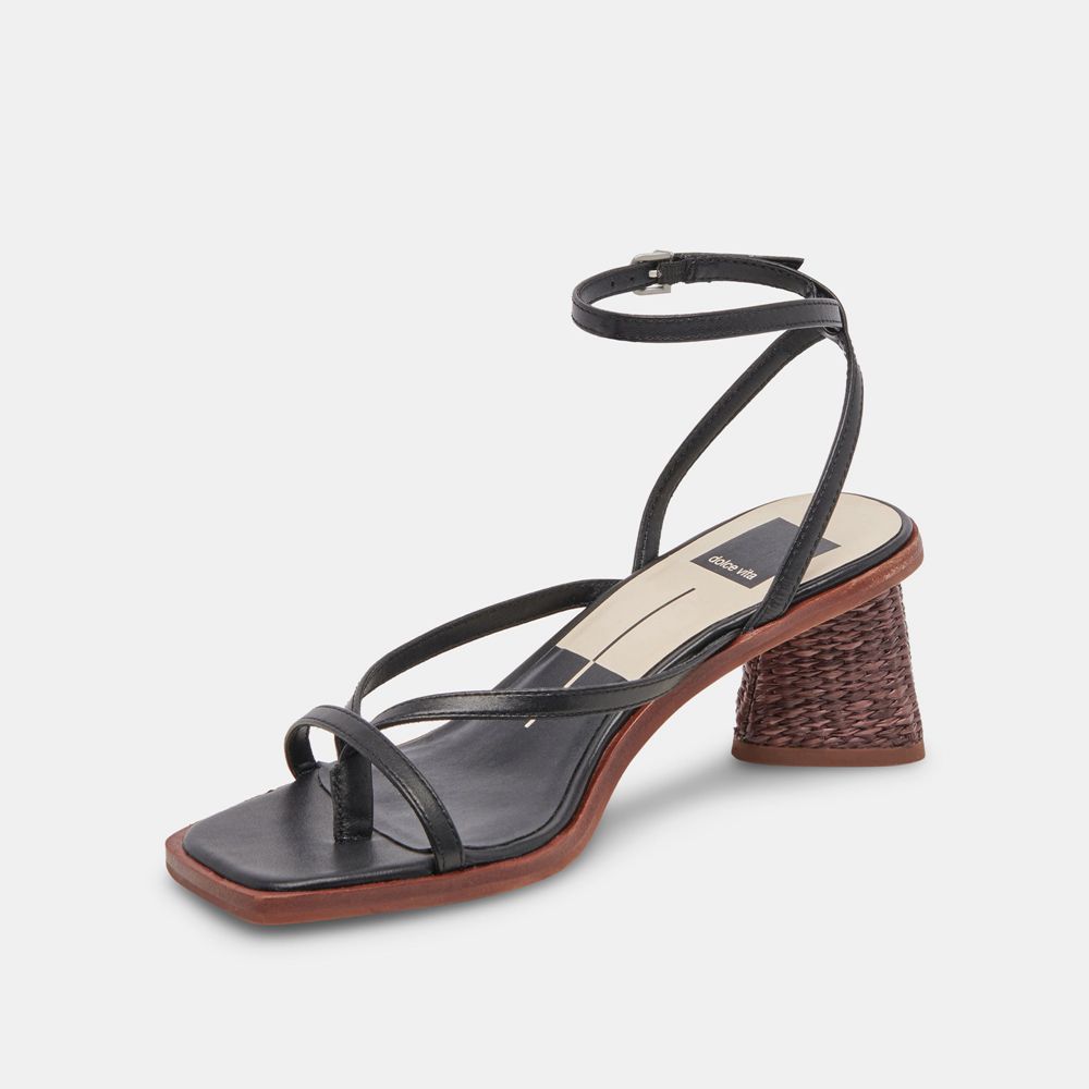 Dolce Vita Banita Leather Women Sandals Black | US-417258IAN