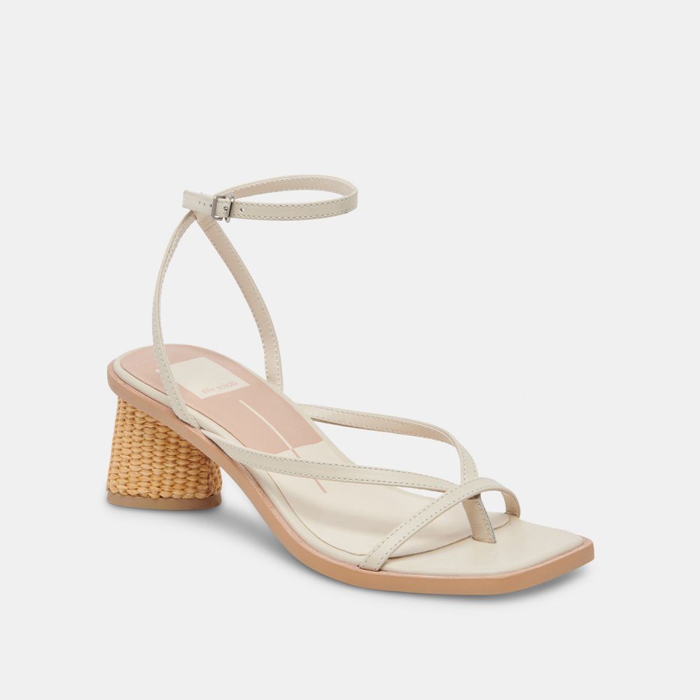 Dolce Vita Banita Wide Leather Women Sandals Cream | US-862130DWN