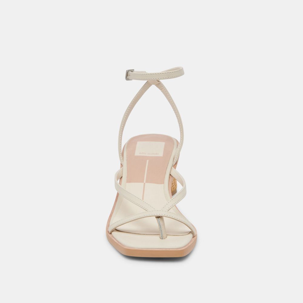 Dolce Vita Banita Wide Leather Women Sandals Cream | US-862130DWN