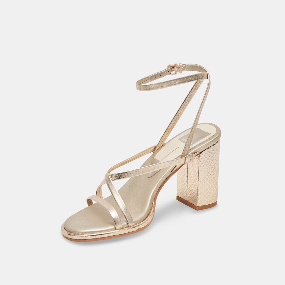 Dolce Vita Barly Leather Women Heels Light Gold | US-109874JRW