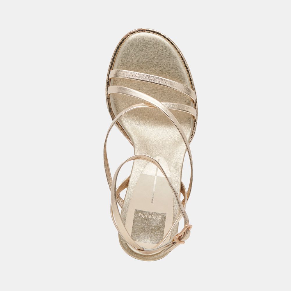 Dolce Vita Barly Leather Women Heels Sandals Light Gold | US-483702MDV